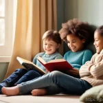 중식 식재료 목록 - **Prompt 1: Cozy Reading Nook**
    A photorealistic image of a diverse group of three children (app...