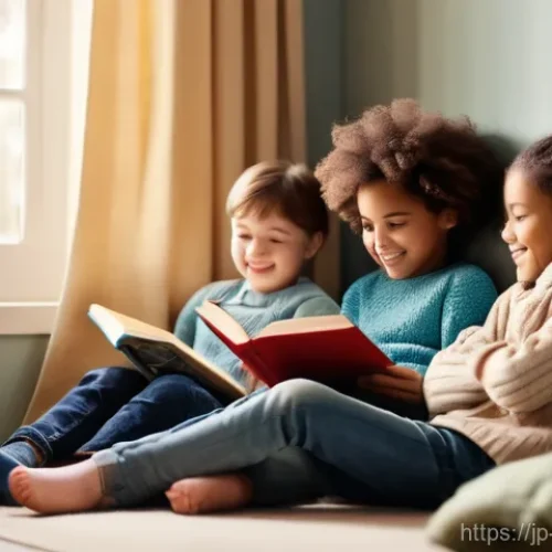 중식 식재료 목록 - **Prompt 1: Cozy Reading Nook**
    A photorealistic image of a diverse group of three children (app...